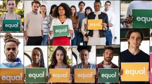 Group of different ethnicities people standing for equal rights and justice.